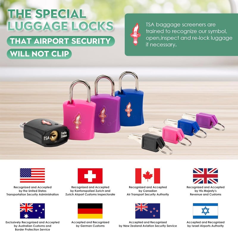 dwoyow Luggage Lock TSA Approved with Key and Luggage Tags, TSA Approved Lock for Travel, Suitcase Lock with ABS Around, Suit for Backpack,Laptop Bag,Locker 6 Pack Color Mixed - Image 4